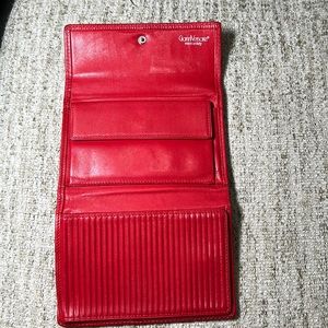 Live: Gianni Versace Red Striped Trifold Wallet. 100% authenticity guarantee